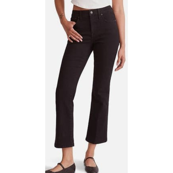 Madewell Mid Rise Kick Out Tall Black Rinse Denim Jeans US Women's 27T New - Picture 1 of 6